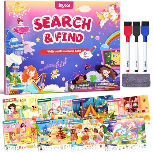 JoyCat Search and Find Activity Books with dry-erase mats