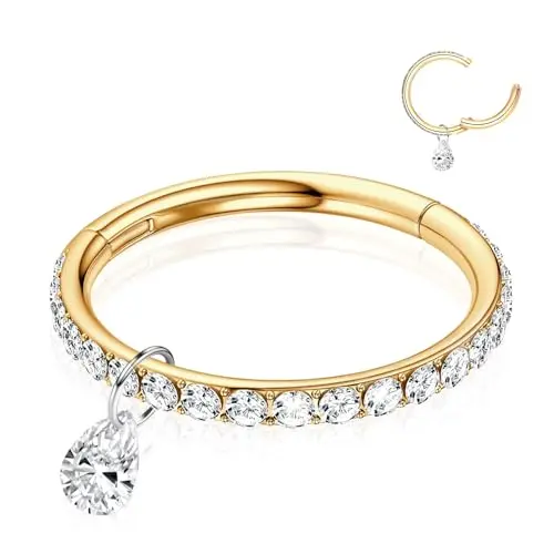 WYR G23 Titanium Dangle Nose Ring in 20G with Diamond Accent