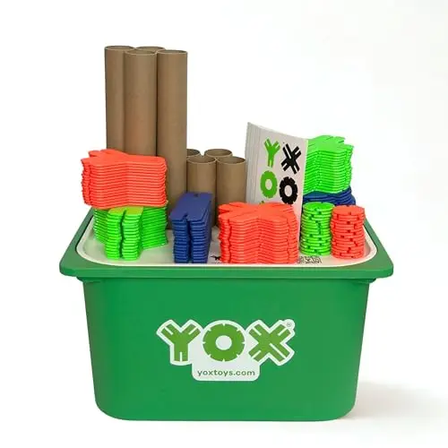 YOX Megabuilder creative educational building set for kids with storage bin