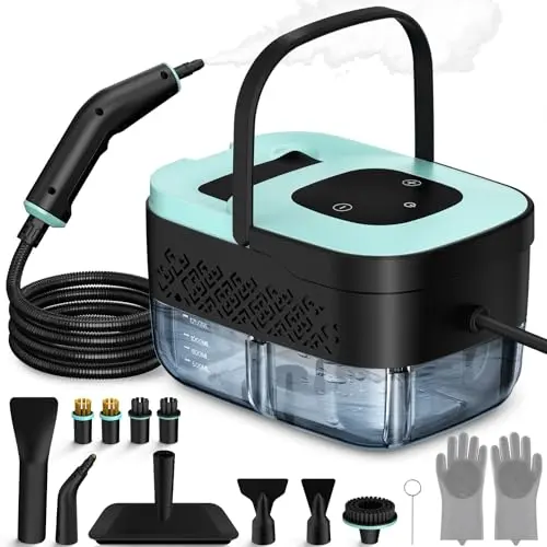 WSRYYCC green handheld steam cleaner with accessories