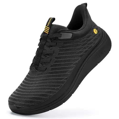 FitVille Men's Extra Wide Slip-On Sneakers in Jet Black