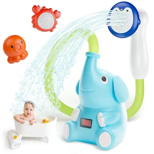 HEMRLY Elephant Baby Bath Toy with LED temperature display and shower heads