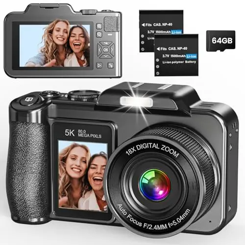 Founissa dual-screen digital camera for selfies and vlogging
