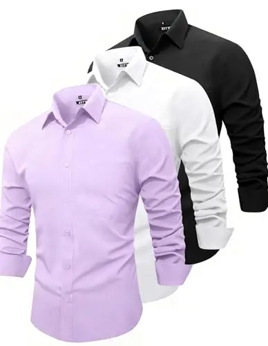 ZITY 3-pack solid color dress shirts for business casual wear