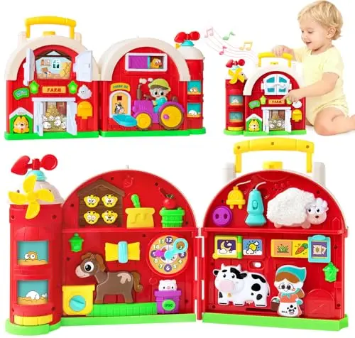 Montessori Farm Busy Board toy with animals and activities