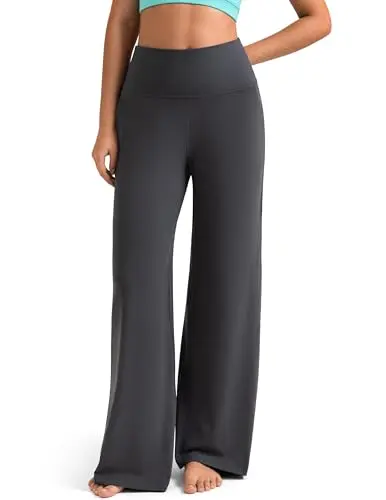 Colorfulkoala Wide Leg Yoga Pants in dark carbon