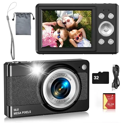 BHAGDAOE kids digital camera with strap being held by a child
