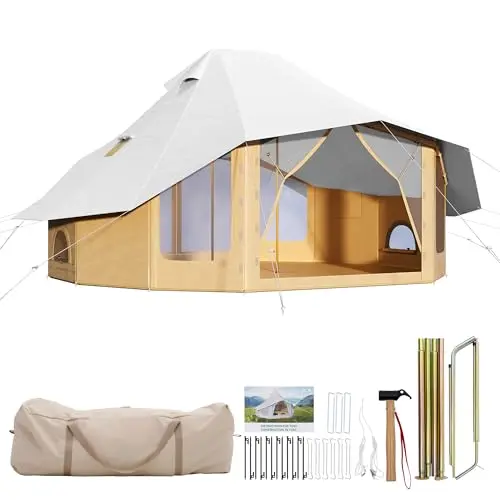 Specraft khaki colored canvas bell yurt tent for glamping