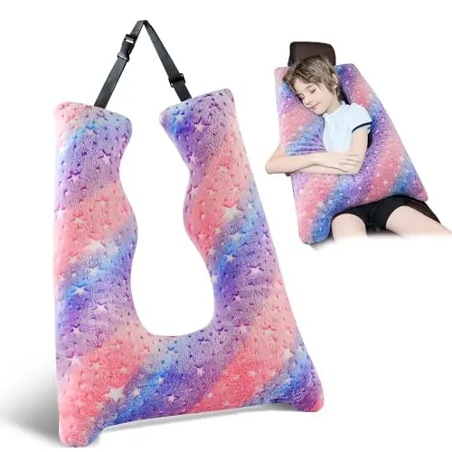 FAIORD U-shaped car travel pillow for kids with adjustable strap and multicolor cover