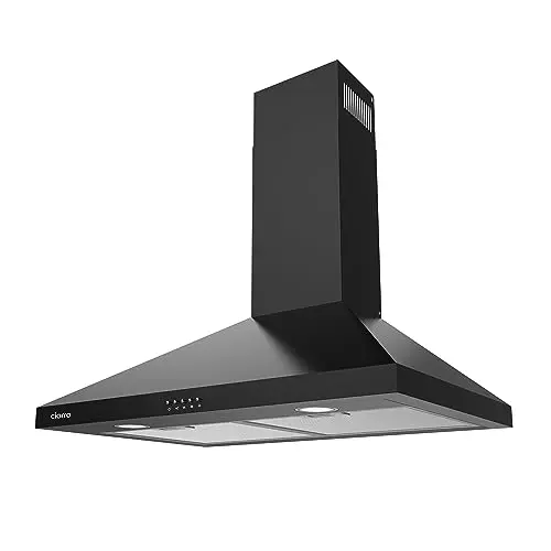 CIARRA CAB75206P-N black wall mount range hood with push button controls
