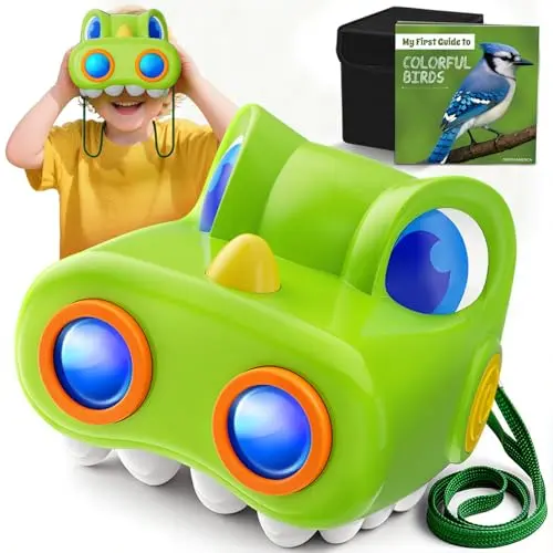 Dinosaur shaped binoculars for kids with compass and bird guide