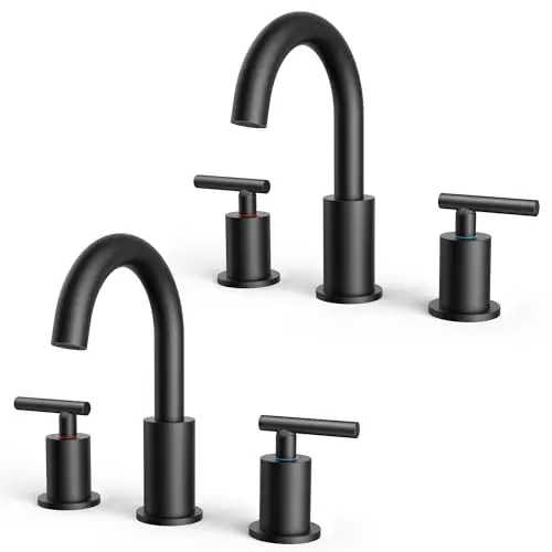 FORIOUS 2-pack matte black bathroom faucet with 360 swivel spout