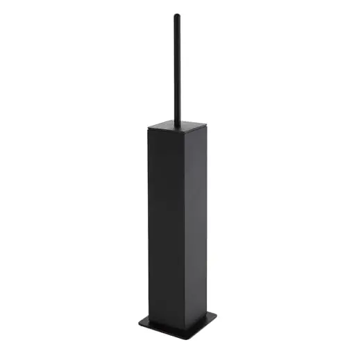 BGL Matte Black toilet brush and holder set with tall square design and removable ABS liner