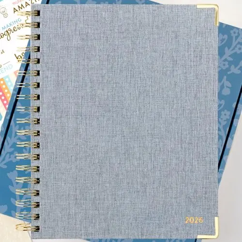 Passionate Penny Pincher 2026 Work Planner in Chambray blue with gold corners