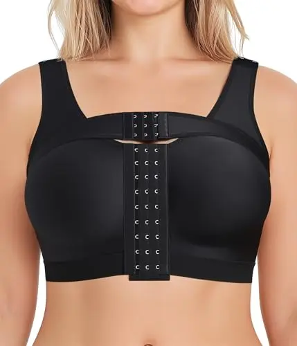 Brabic compression bra in black with a removable breast support band