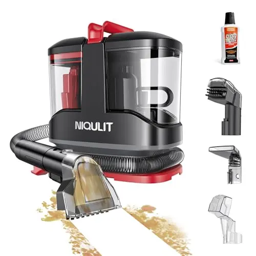 NIQULIT C3 portable carpet and upholstery cleaner in InkBlack with dual brush heads.