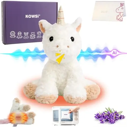 KOWSI AI Interactive Unicorn heating pad plush for educational play
