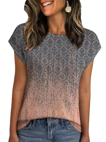 NORACORA grey pink gradient floral top