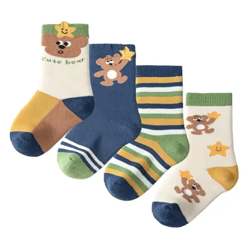 Balabala toddler crew socks in assorted colors and animal designs