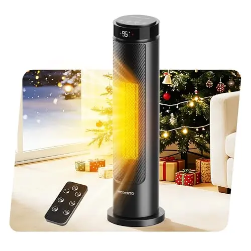 MORENTO AT-SH60 black tower space heater with remote control and digital display
