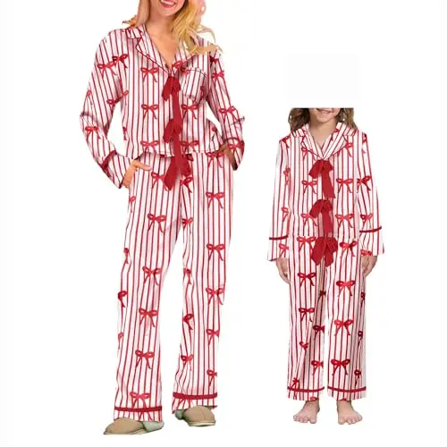Meiweileya daddy and son matching Christmas outfit with satin-look top and pants
