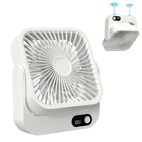 Zaardend white magnetic portable fan attached to a metal bed frame