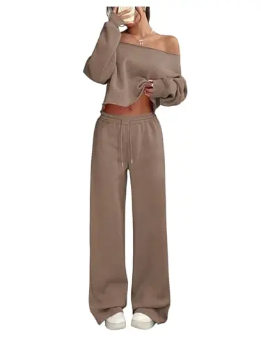 SOLY HUX Women's 2-Piece Sweatsuit in Coffee Brown
