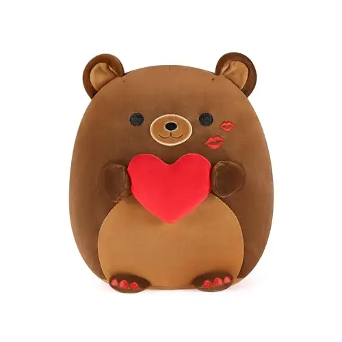 Onsoyours Love Bear plush toy hugging a large red heart