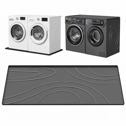 EWX Large Washing Machine Drain Pan Silicone Mat on a laundry room floor