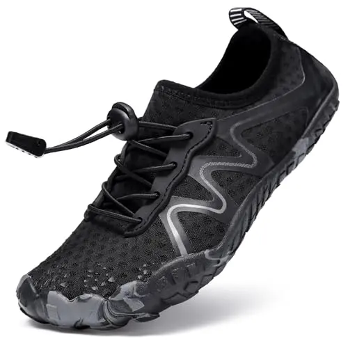 Stelle Water Shoes in Black with perforated sole and wide toe box
