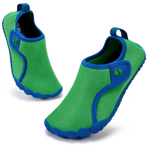 Stelle Toddler Water Shoes in Green with adjustable strap and flexible sole