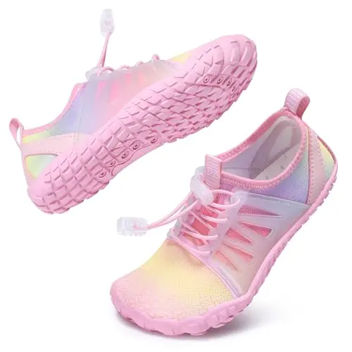 Stelle Kids Water Shoes in Rainbow with drawstring closure and pull tab