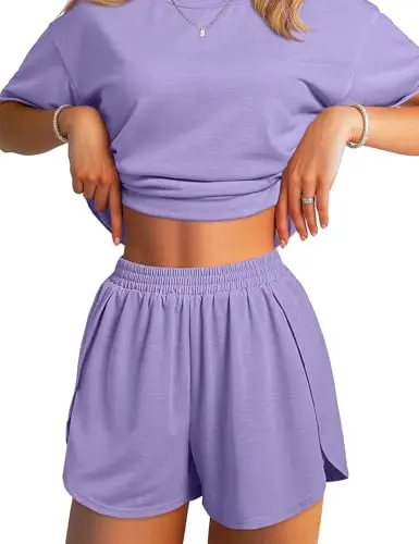 JUSTFASHIONNOW women's split short purple pajama set