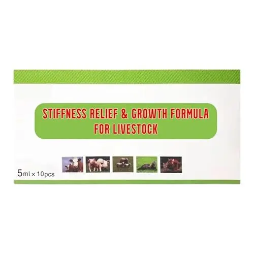 Xkmog Stiffness Relief and Growth Formula supplement vials for livestock