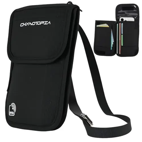 Chynotopia waterproof neck wallet with RFID blocking for travel