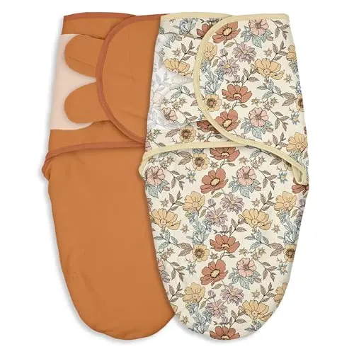 CIVARUA KIDS 2-pack of organic cotton baby swaddles with retro floral print