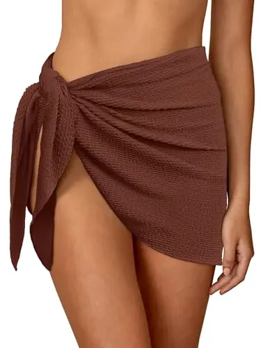 ANRABESS sarong wrap in red brown with tie side design