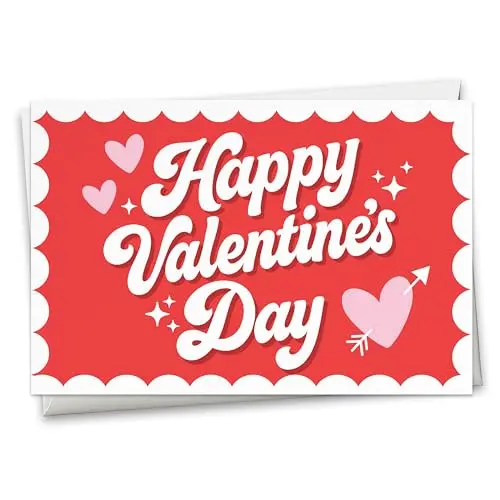 Hadley Designs Valentine card with solid red design and blank interior for custom messages