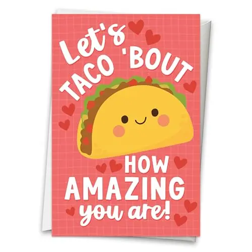 Hadley Designs Valentine card with red taco cartoon design and funny message