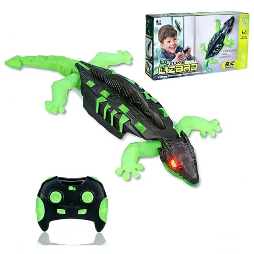 HADVZQ hyper-realistic remote control wall crawling lizard toy with LED eyes