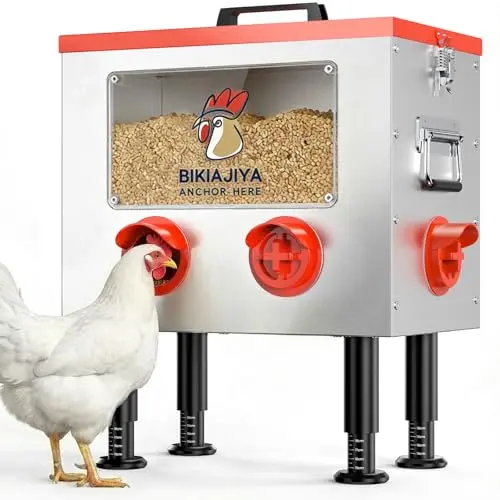 BIKIAJIYA automatic chicken feeder with large viewing window and stainless steel components