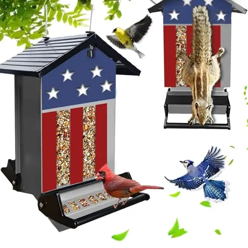 suwui gray weight-activated squirrel-proof bird feeder with a large capacity for blue jays and cardinals.