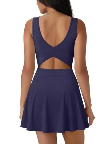 SUUKSESS Tennis Dress in navy blue with built-in shorts and bra