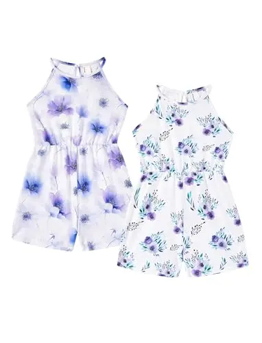 PATPAT 2-pack rompers with floral prints and halter neck