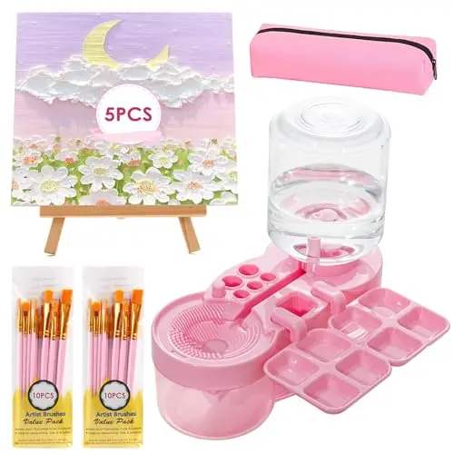 ZongniYiT 2026 Next-Gen Paint Brush Cleaner Tool complete art set in pink