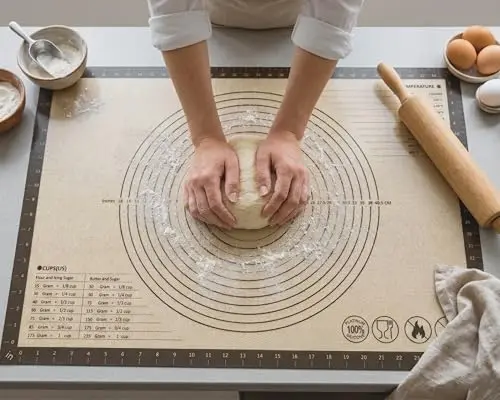 LYCIAN WAY Silicone Pastry Mat laid flat on a counter with measuring markings visible