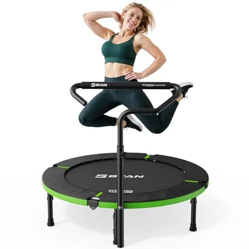 BCAN 40-inch foldable mini trampoline with T-handle in green