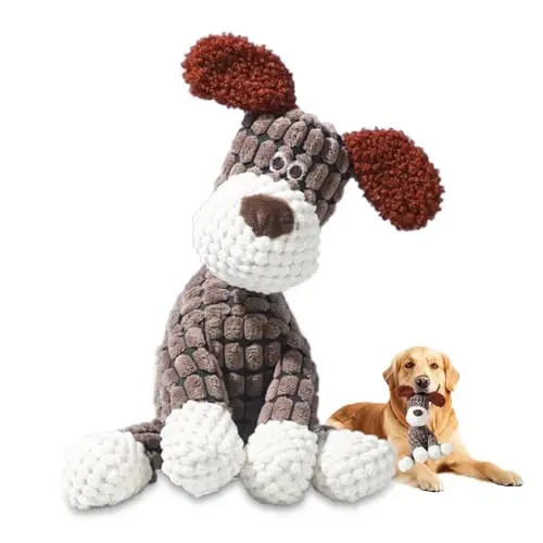 ANYSENT brown dog plush squeaky toy for aggressive chewers