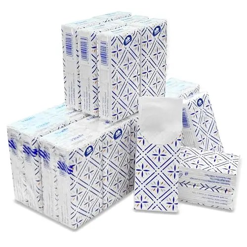 Vinda 3-Ply Ultra Care Pocket Tissues, 30 packs of 10 tissues with lattice pattern