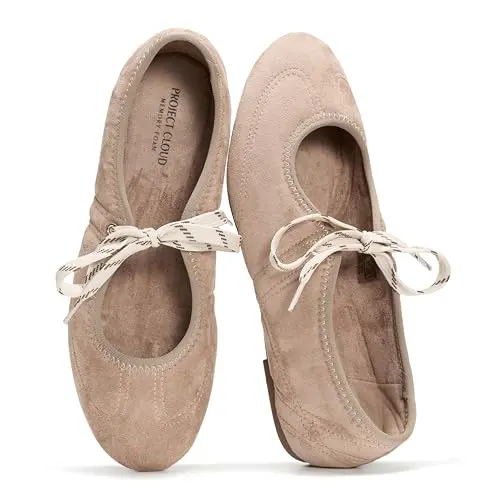Project Cloud EMILEE ballet flats in taupe with a stylish bow detail